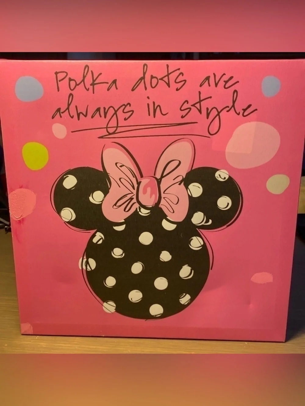 Disney Minnie Mouse Pink Canvas Wall Art Polka Dots Are Always In Style